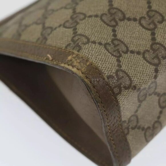 GUCCI GG Supreme Web Sherry Line Clutch Bag Beige Red 89 01 033 Auth th4233 - Picture 10 of 16